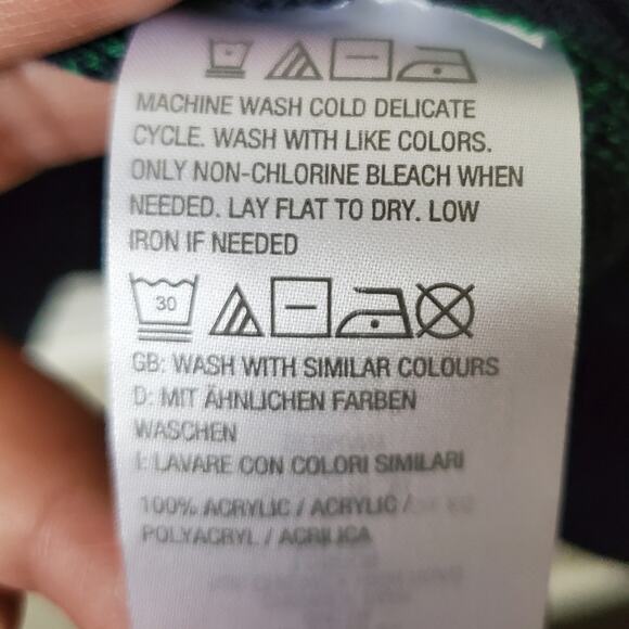 GILI Women Floral Sweater Jumper 2X Navy Blue Green Preppy Twee Classic NEW - Picture 6 of 11